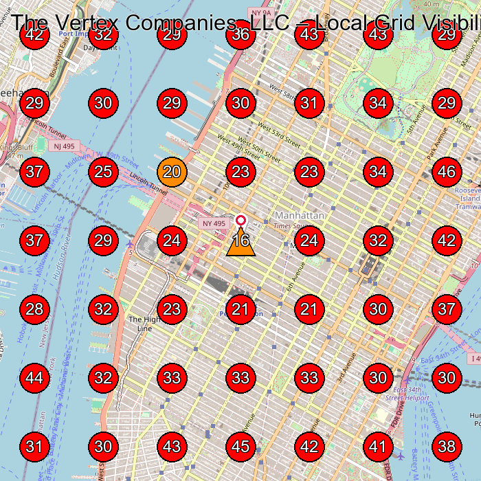 The Vertex Companies, LLC GeoGrid visibility map for Engineering Consultant in New York
